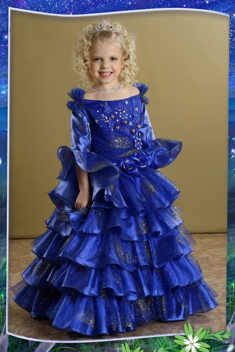 Elegant dress for a girl Christmas tree 2708 t blue
