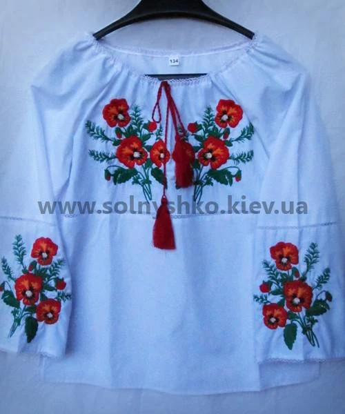 Блуза Вишиванка для дівчинки Маки