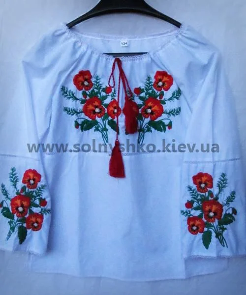 Блуза Вишиванка для дівчинки Маки