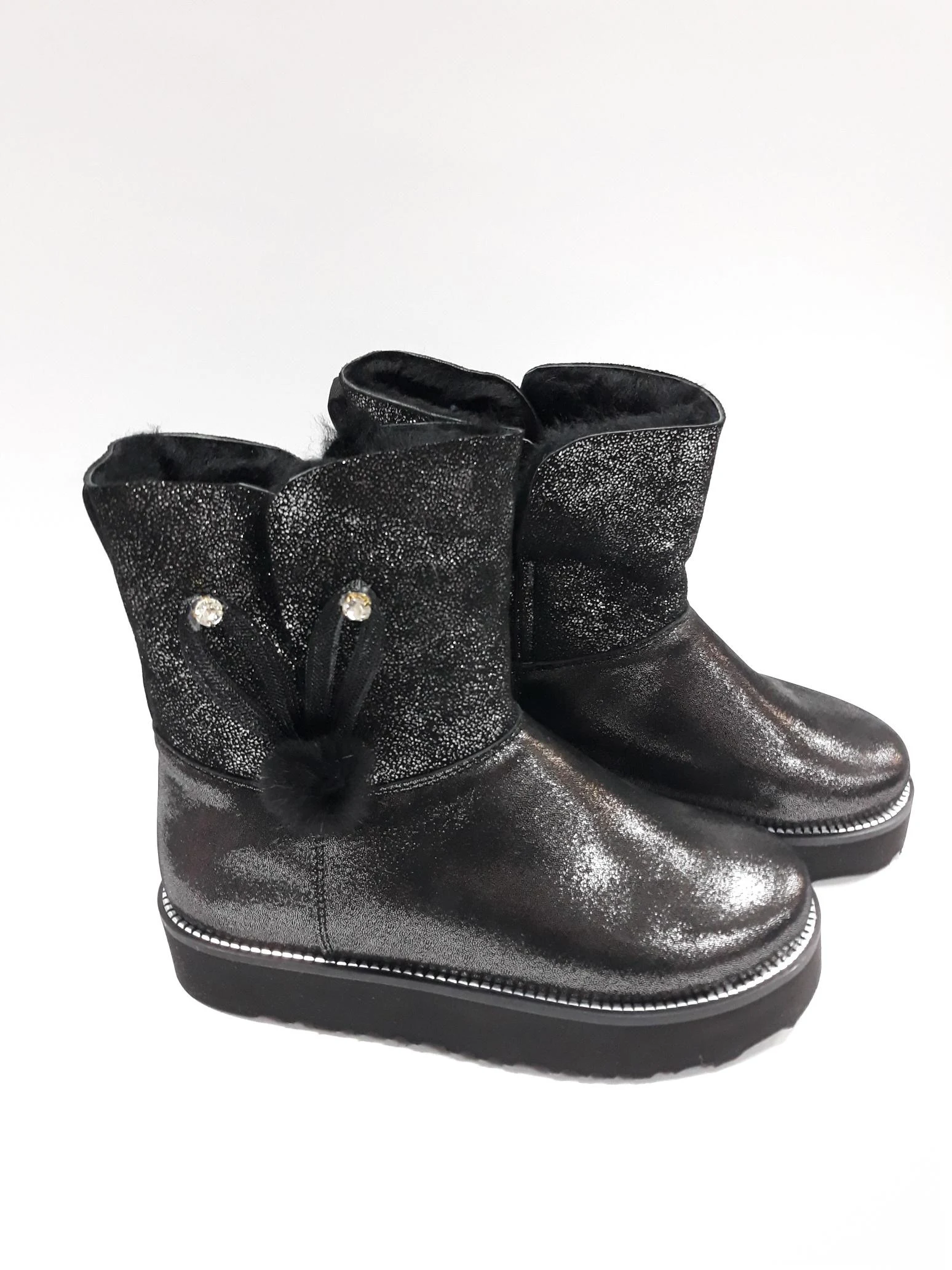 Leather boots for girls black 099