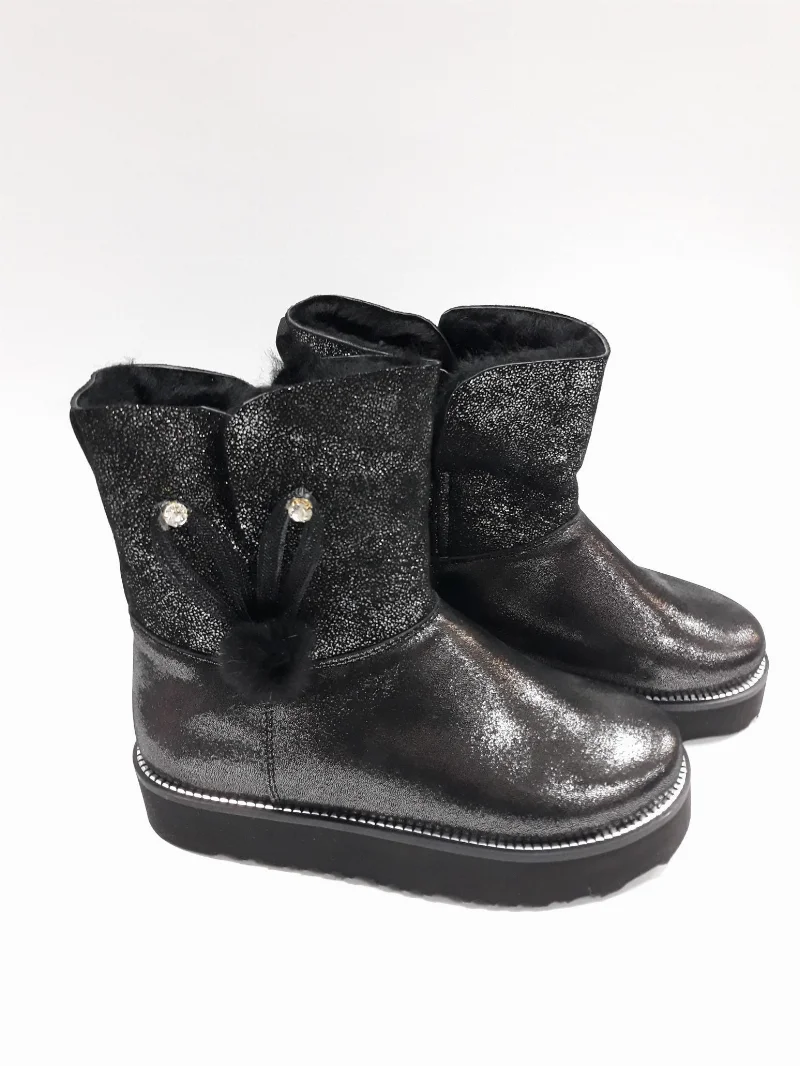 Leather boots for girls black 099