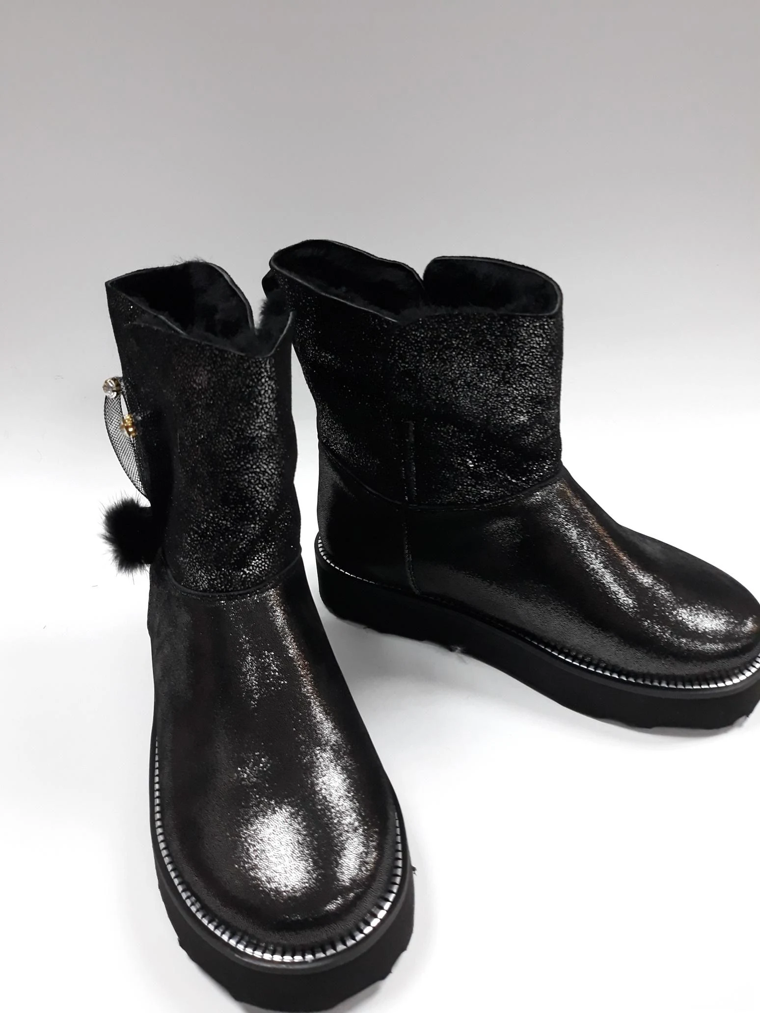 Leather boots for girls black 099