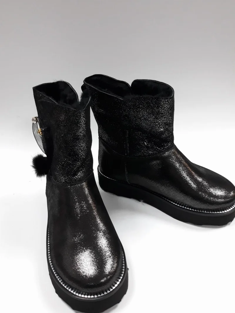 Leather boots for girls black 099