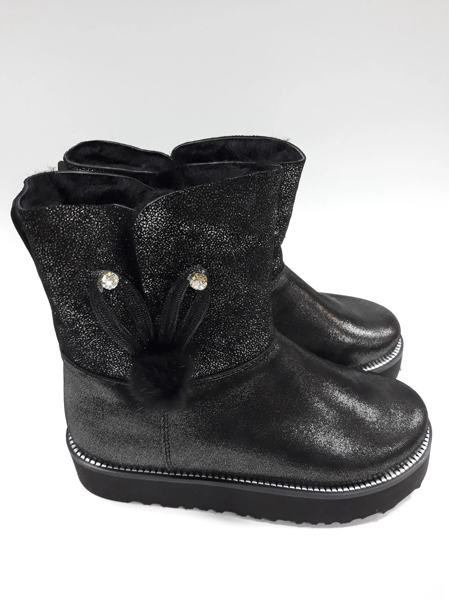 Leather boots for girls black 099