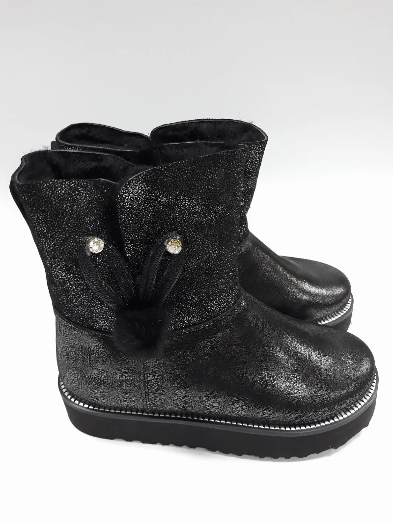 Leather boots for girls black 099