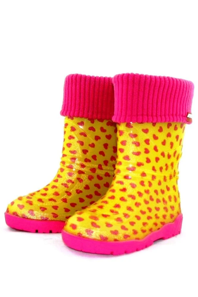 Rubber boots for girls Mini hearts yellow 301/401