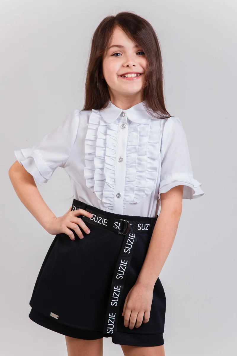 Блуза шкільна для дівчинки біла 58909 Саша Suzie