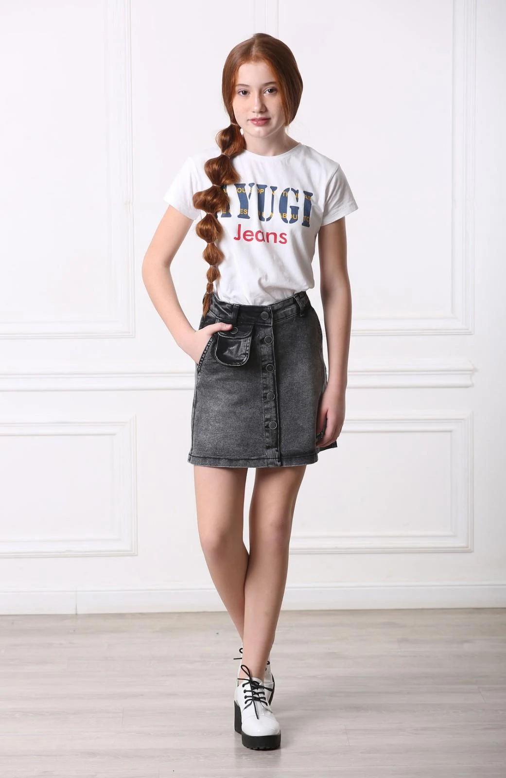 Джинсова спідниця для дівчинки 9172 сірий ТМ A-Yugi Jeans