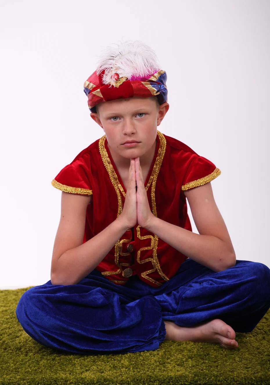 Aladdin carnival costume for boys, Eastern prince, denim blue