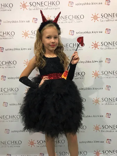 Girls' Glittery Devil Costume