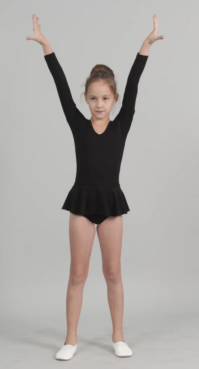 Gymnastic leotard with a skirt t1765 black