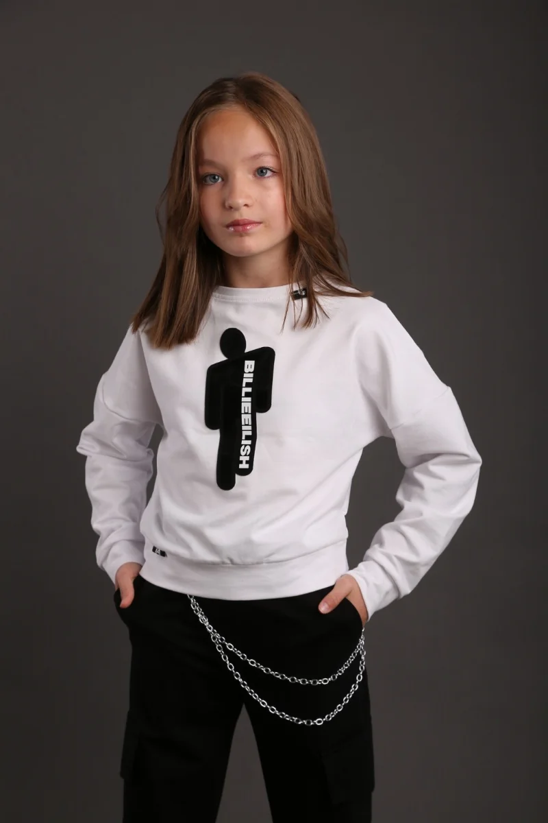 Батник Billie Eilish з чоловічком білий