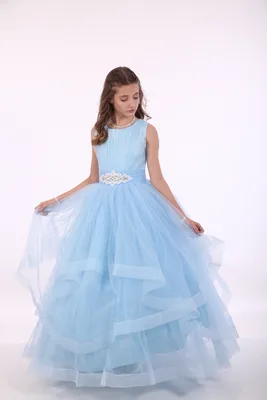Elegant dress for girls 8703 blue