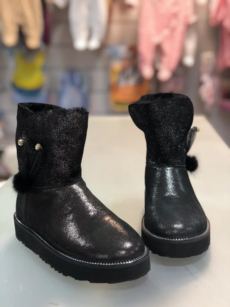Leather boots for girls black 099