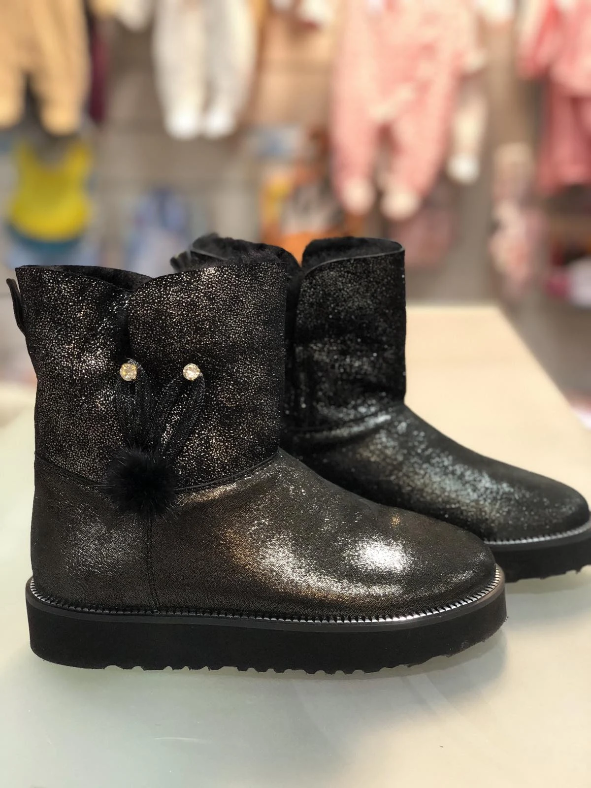 Leather boots for girls black 099