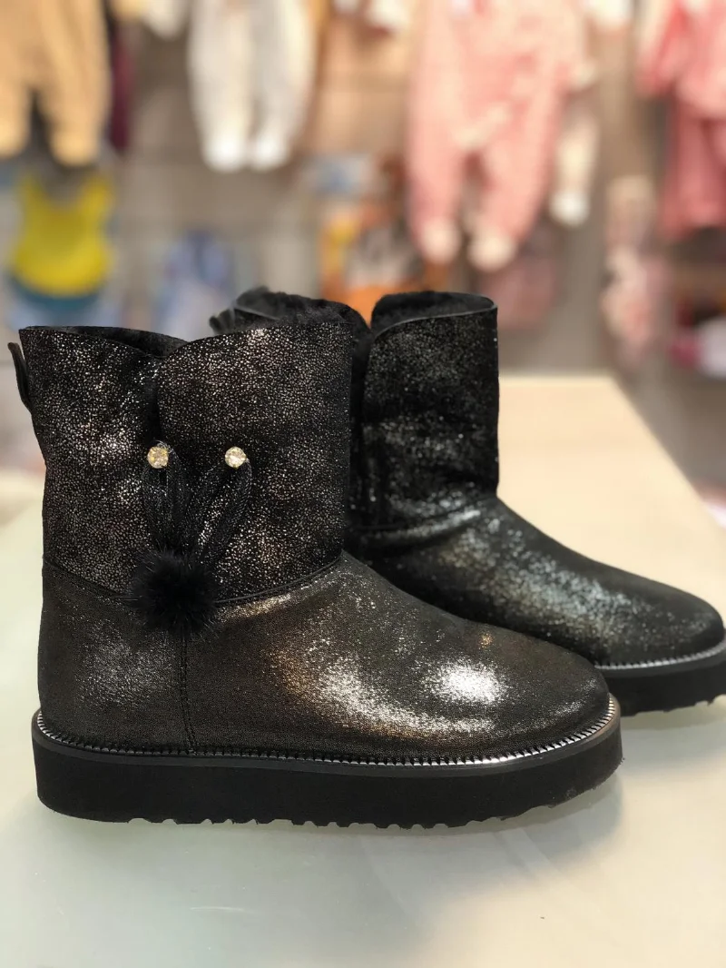 Leather boots for girls black 099