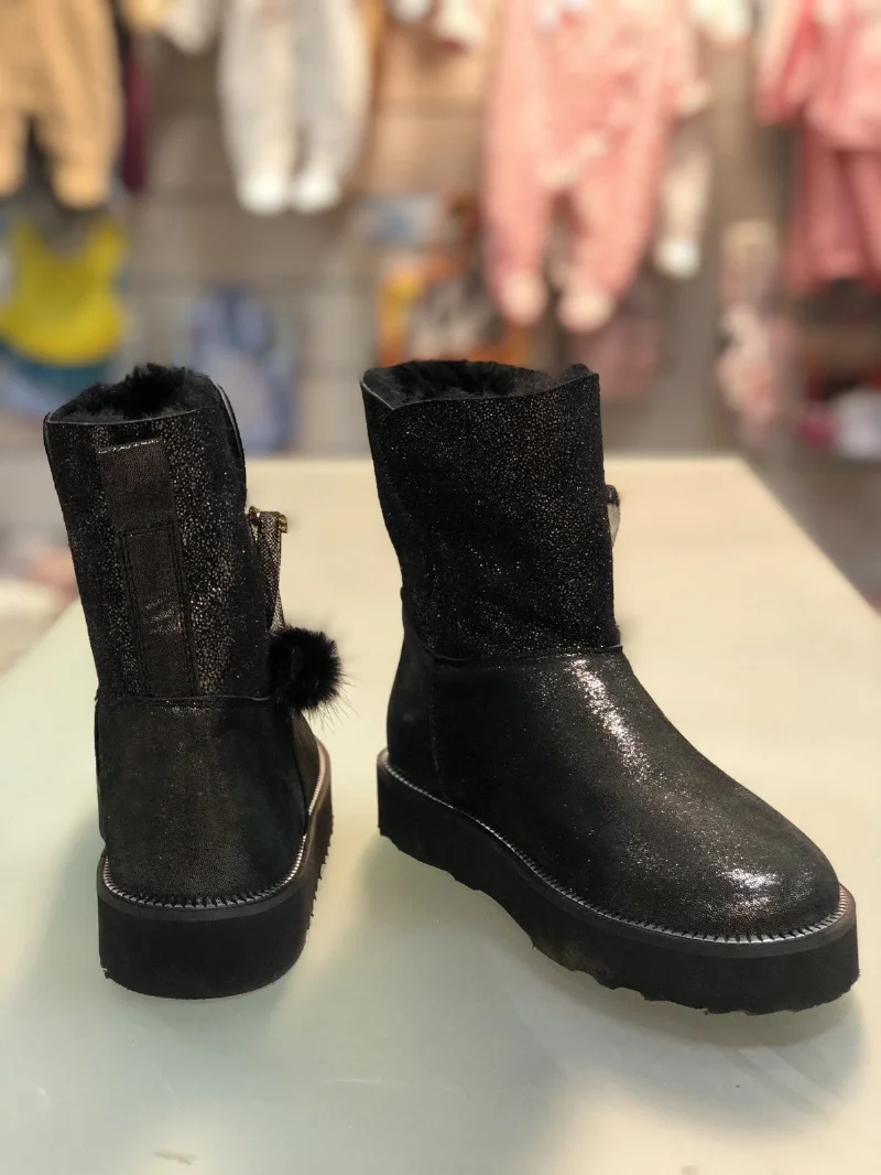 Leather boots for girls black 099