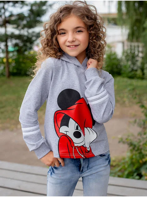 Худи с принтом "MICKEY MOUSE"  10065 серое