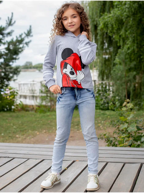 Худи с принтом "MICKEY MOUSE"  10065 серое