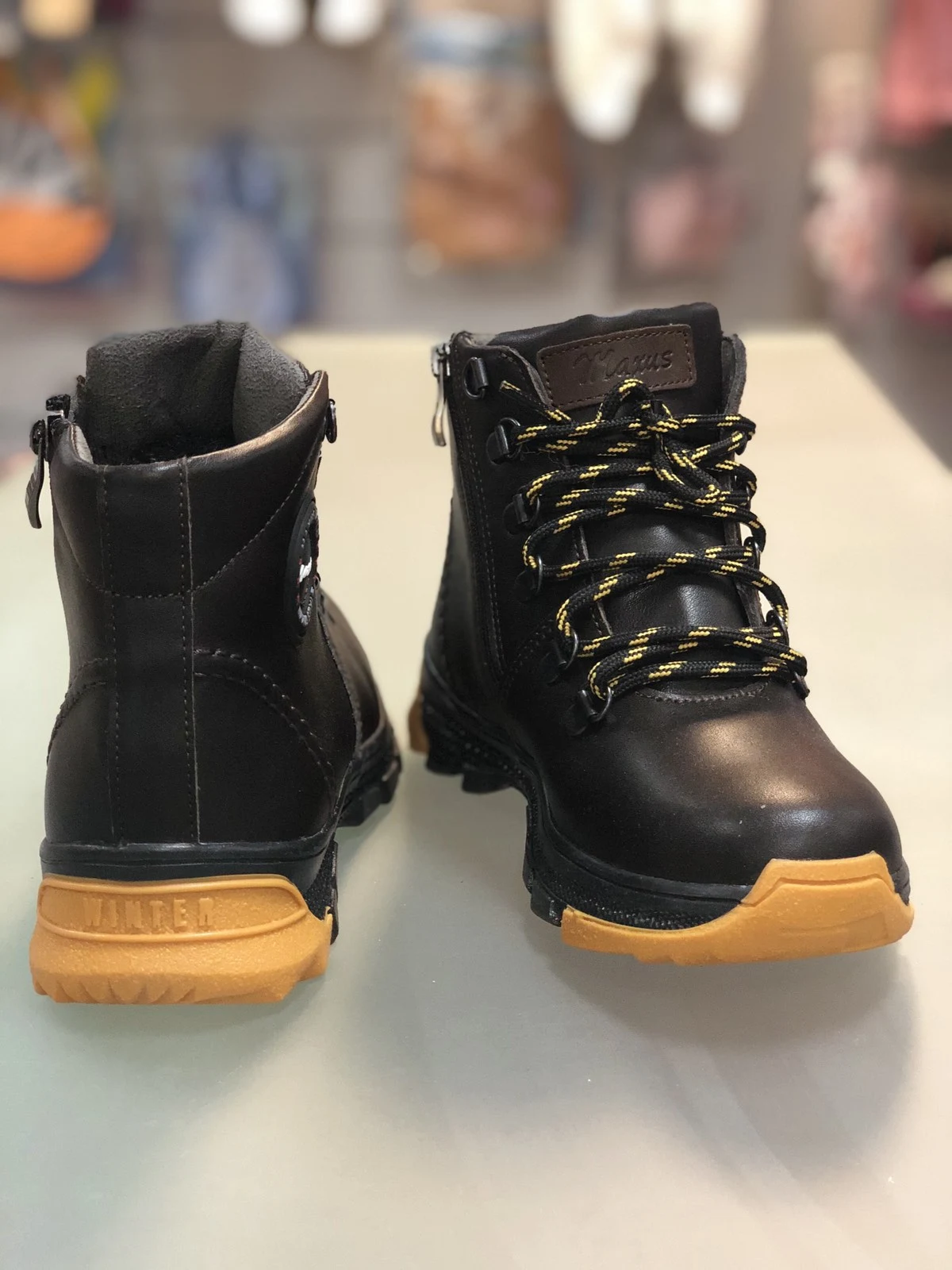 Boots leather jersey brown