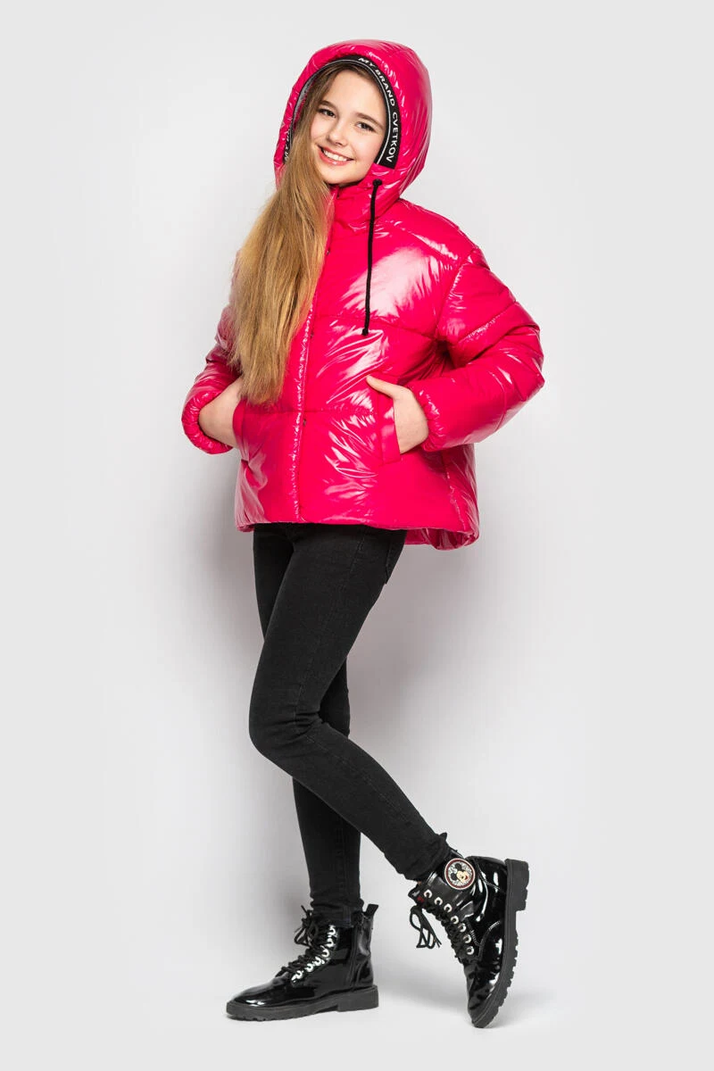 Куртка Менді з лакової плащової тканини малина 1