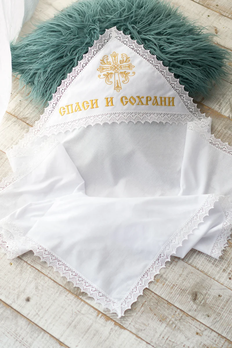 Крижми бавовняна із золотою вишивкою - благословенням 40-20-1