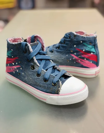 High-Top Denim Sneakers 222