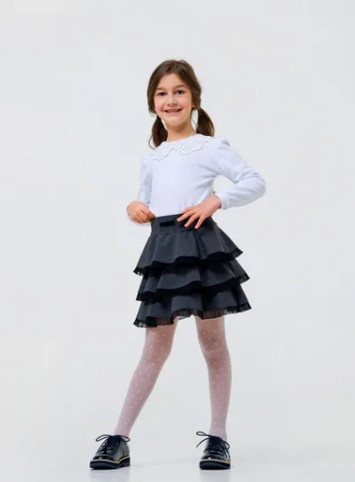 Спідниця Рюша бантик 120269 темно-сірий меланж