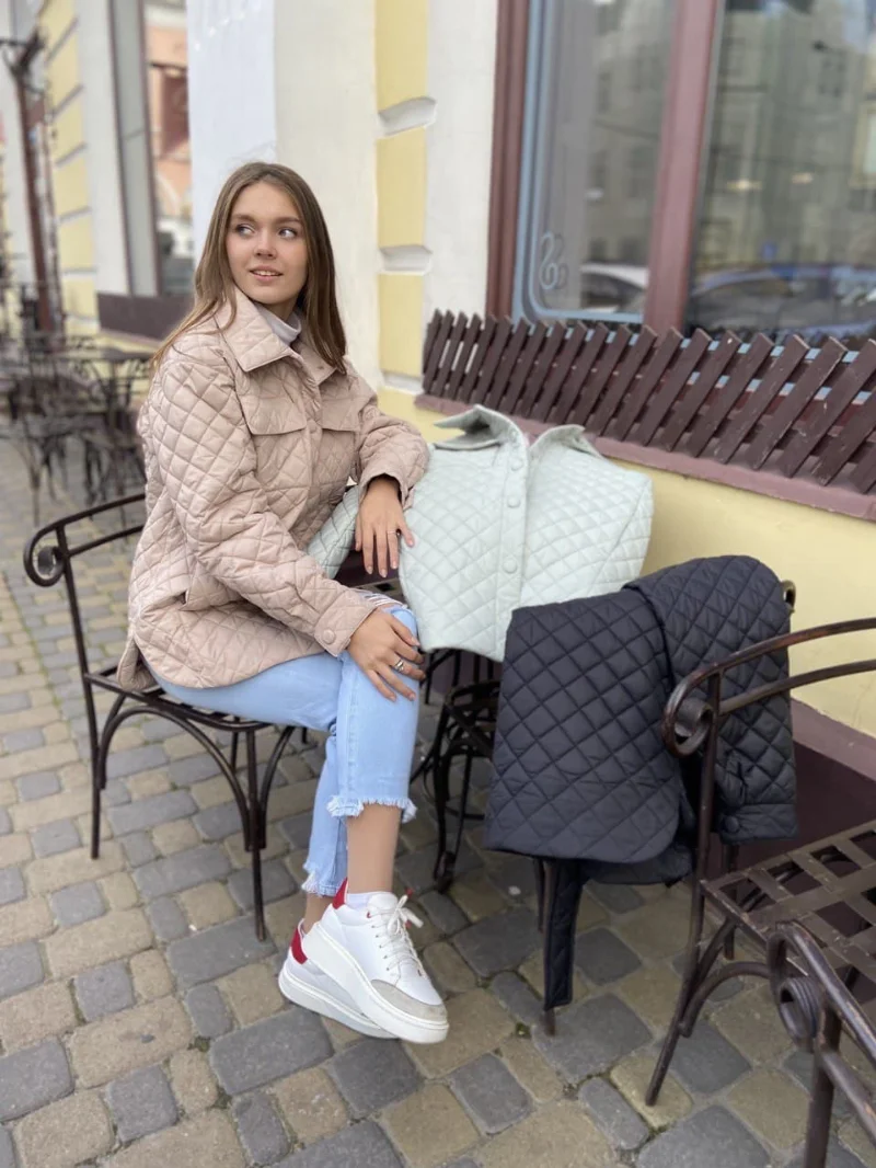 Куртка стьобана 392 В КОЛЬОРІ - МЯТА !!!