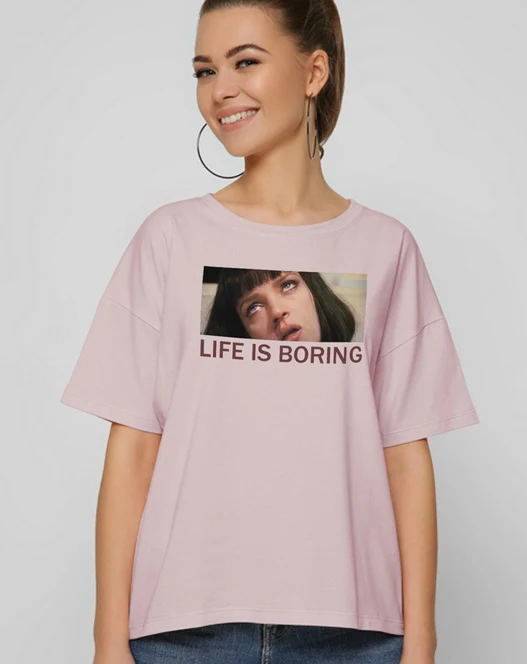 Футболка 216-21 Life is boring пудра