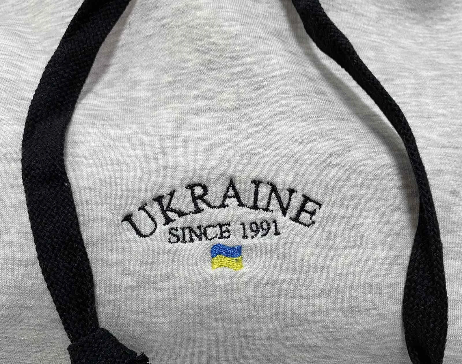 Худі сірий меланж з начосом Ukraine 1736