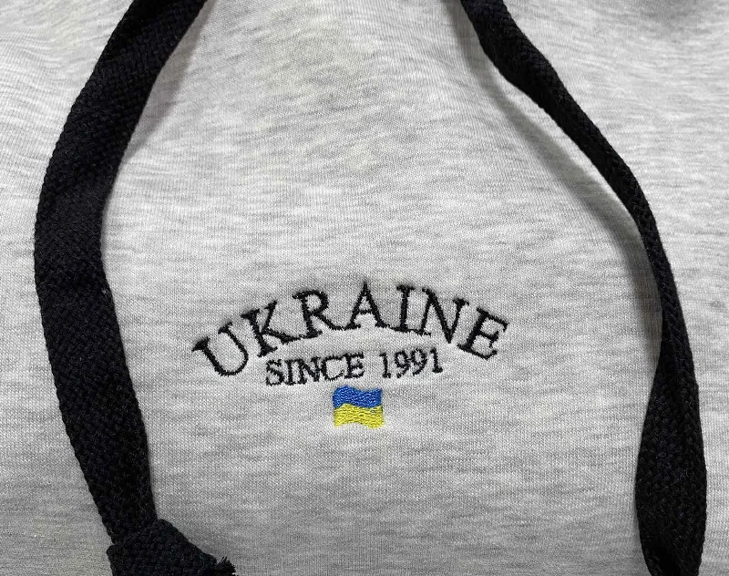 Худі сірий меланж з начосом Ukraine 1736