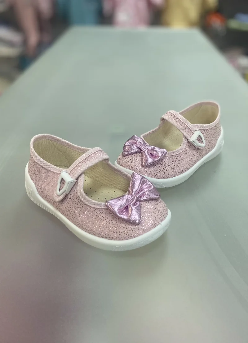 Ketty textile slippers with a pink bow 279-715