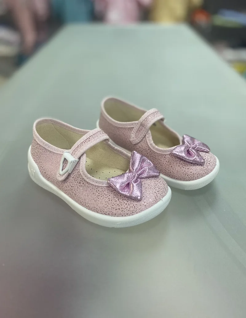 Ketty textile slippers with a pink bow 279-715