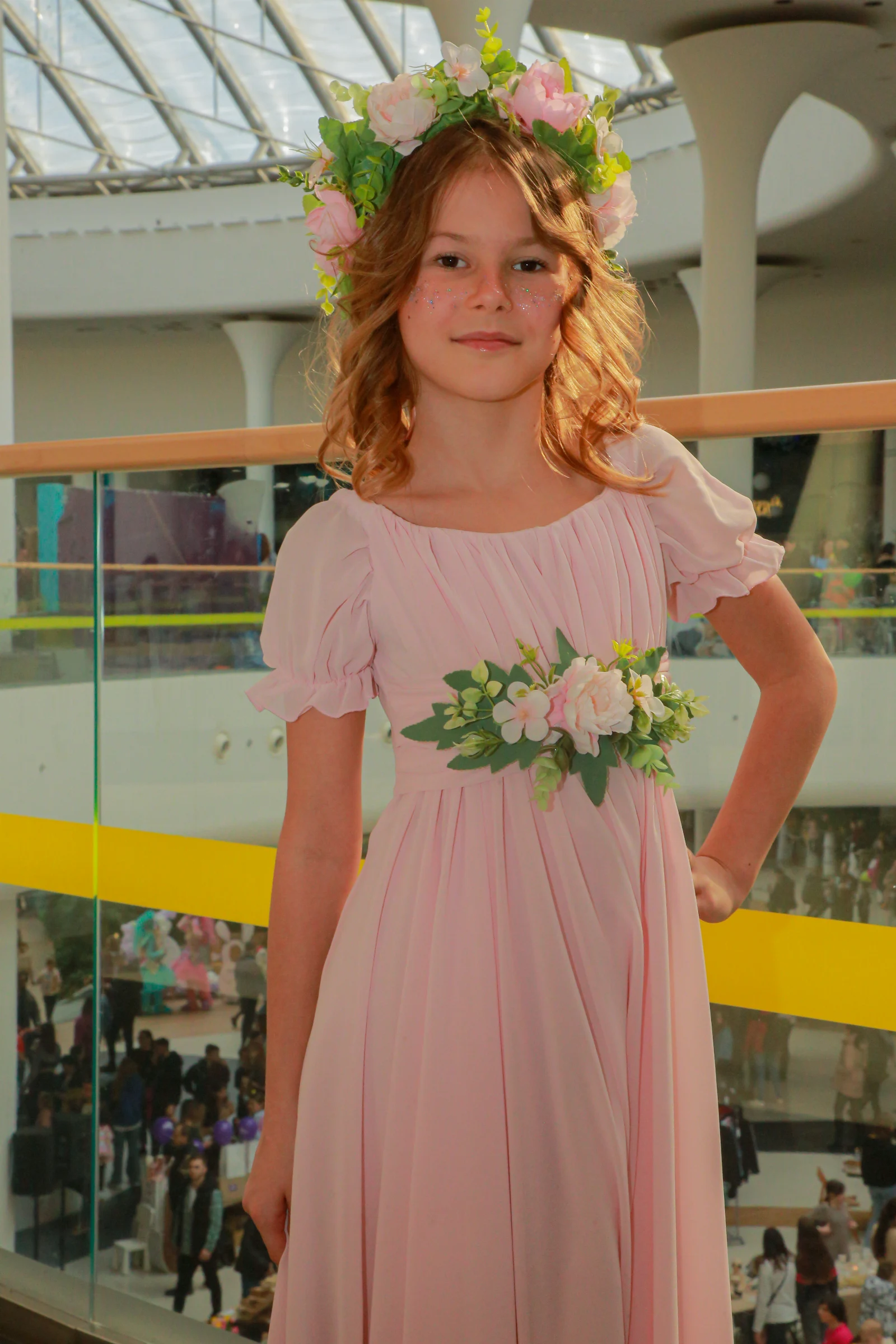Carnival costume Spring pink powder from Sonechko with handmade wreath