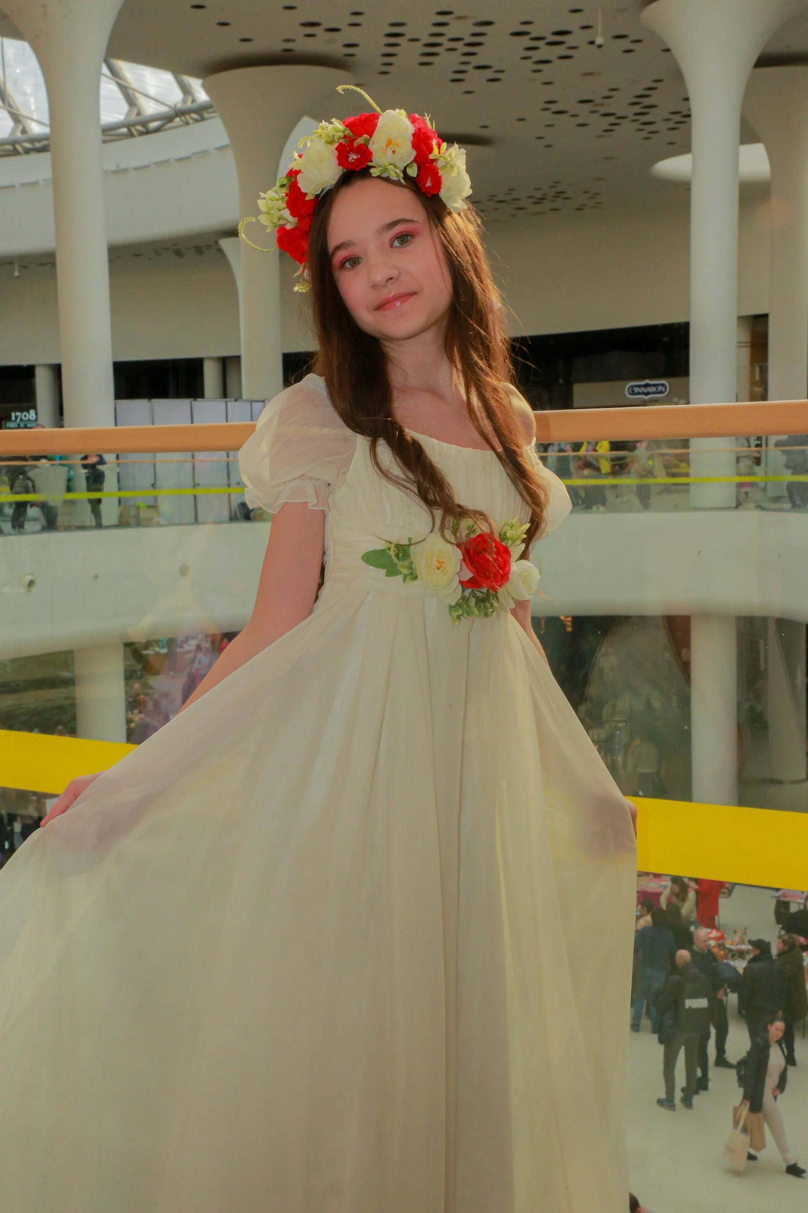 Carnival costume Spring white from Sonechko with handmade wreath