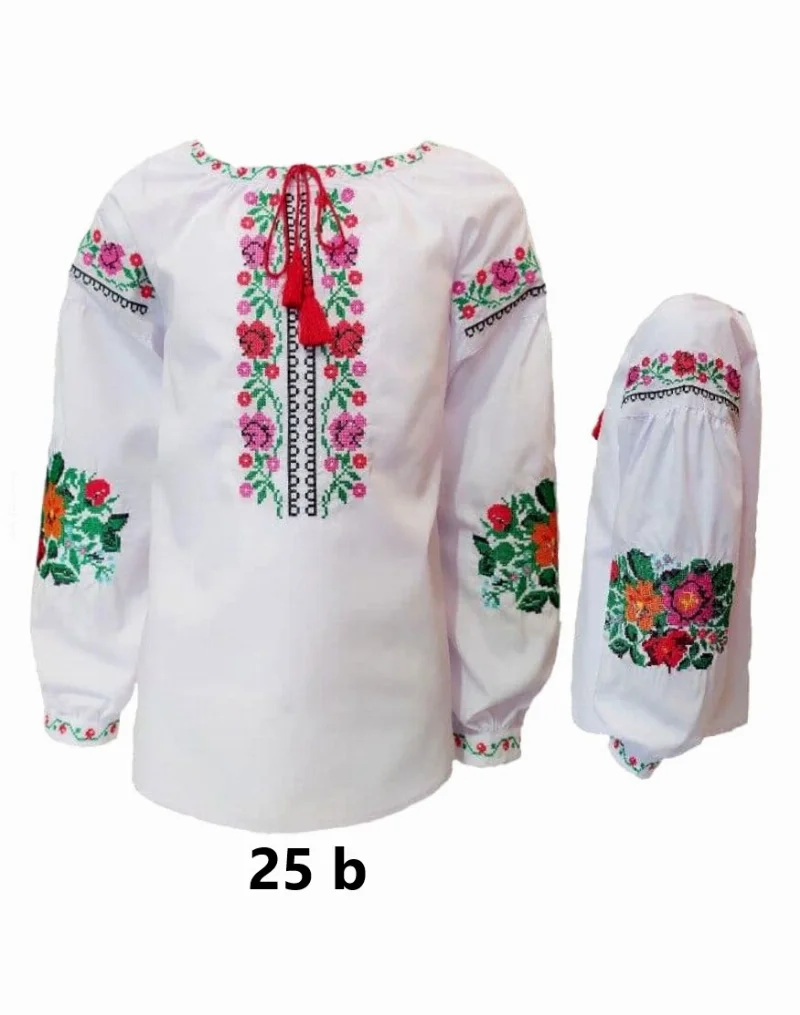 Вишиванка сорочка для дівчинки Квіти рожеві