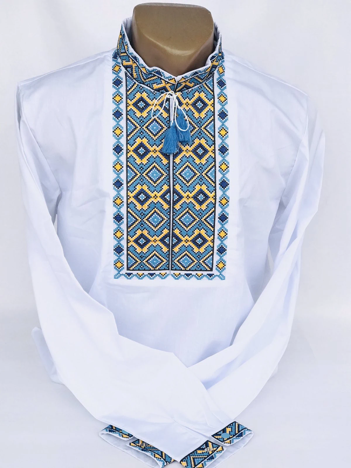 Сорочка Вишиванка синьо-жовта візерунок