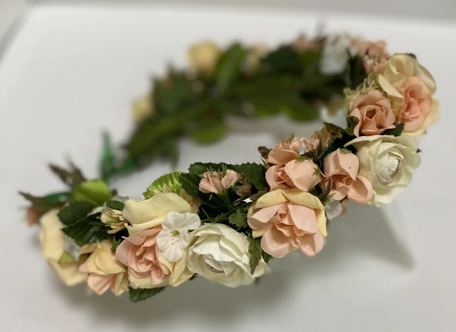 Handmade hoop 026 Roses ivory peach