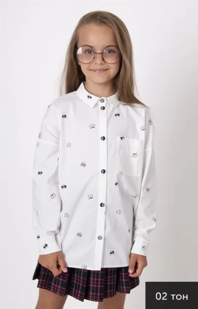 Girls' School Shirt 4757-02 WHITE SOLID