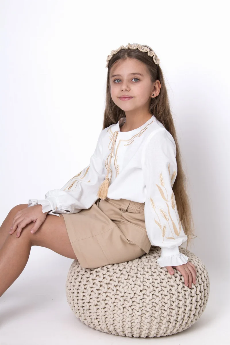 Блуза вишиванка 4788 біла із золотом