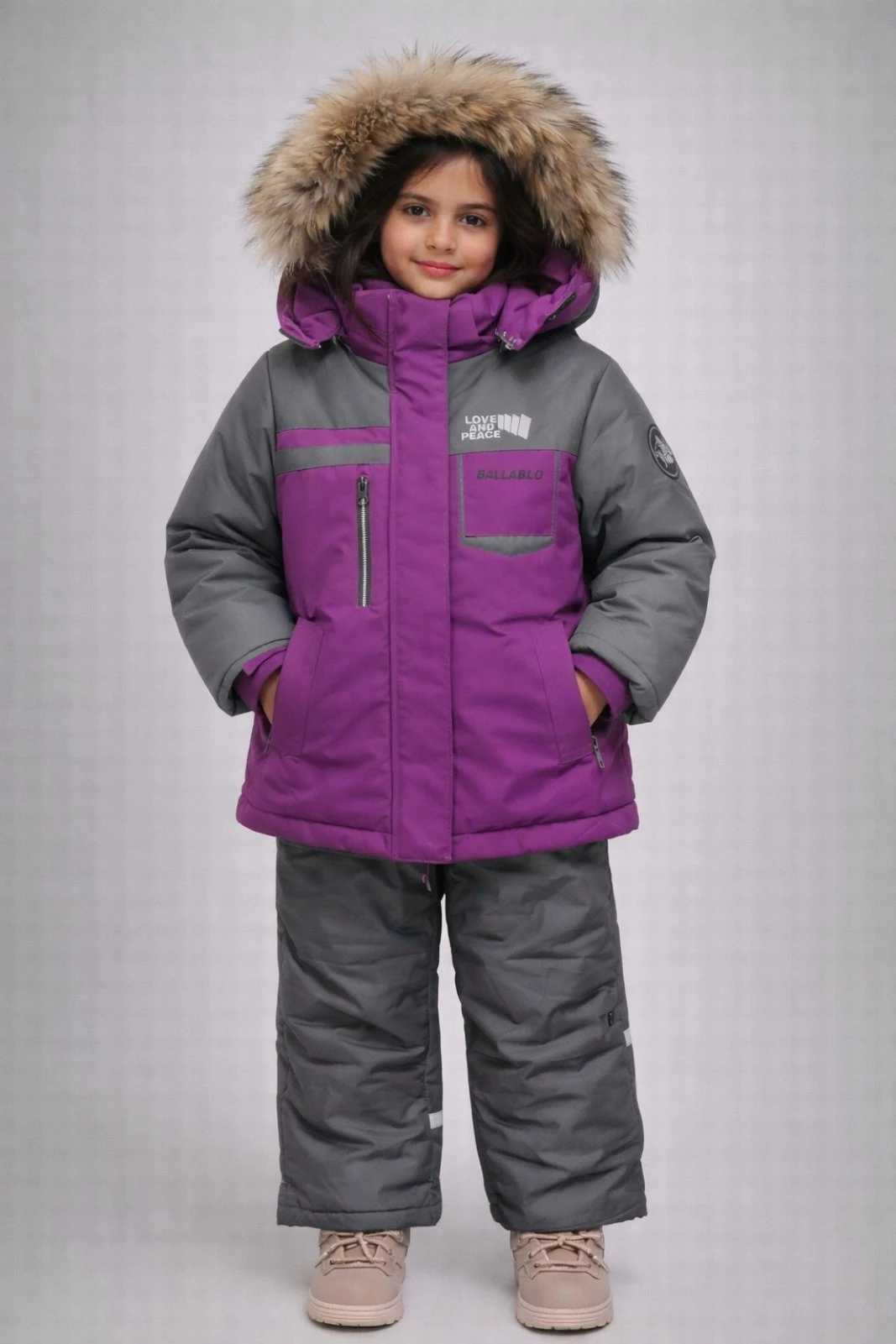 Winter Set L-2415 (jacket and bib overalls) purple