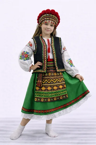 Emerald Ukrainian folk costume 'Daryna'