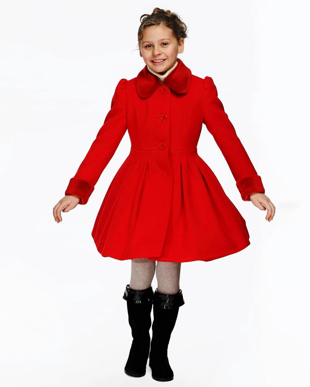 Light overcoat for the girl D079 red