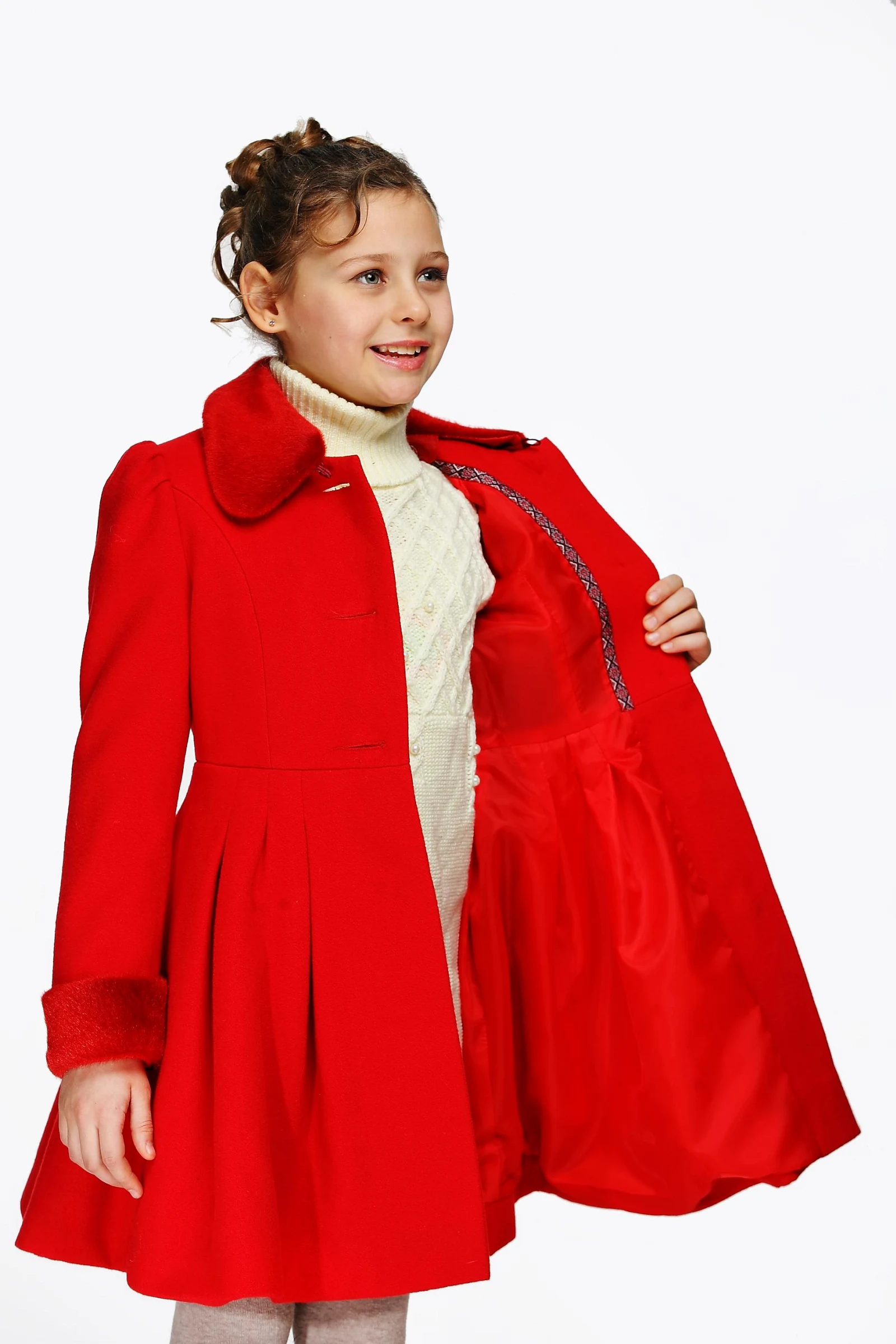 Light overcoat for the girl D079 red