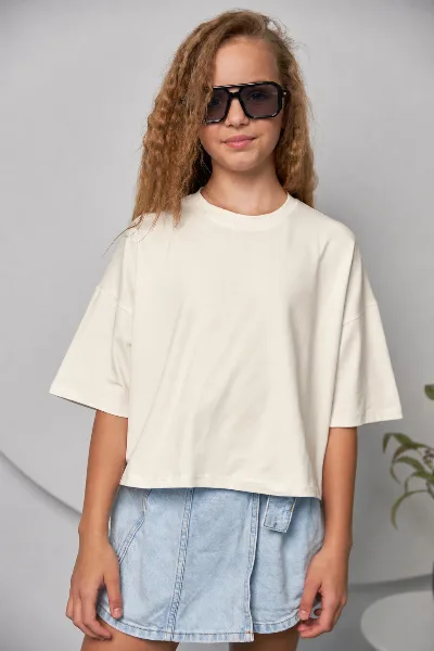 Ivory cropped T-shirt Basic