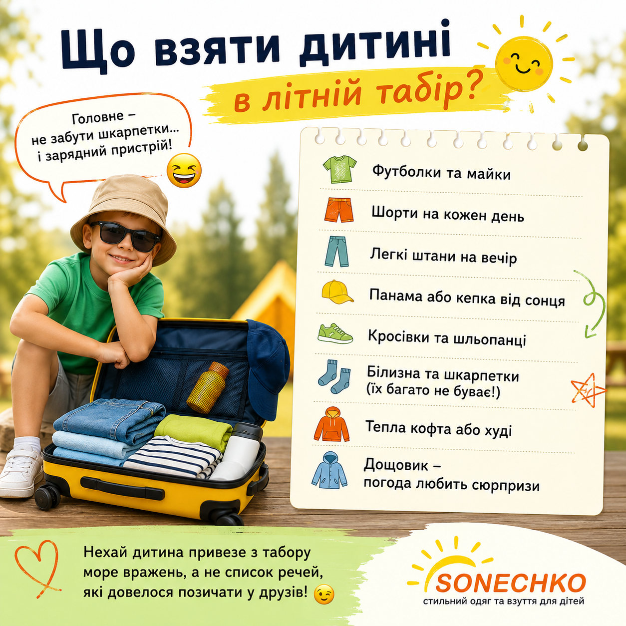 Що взяти дитині в літній табір? Повний чек-лист для батьків