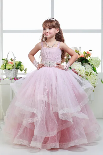 Elegant dress for the girl 8703 powder