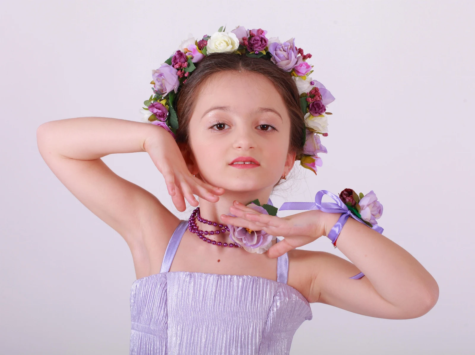 Elegant wreath for a girl Lilac roses