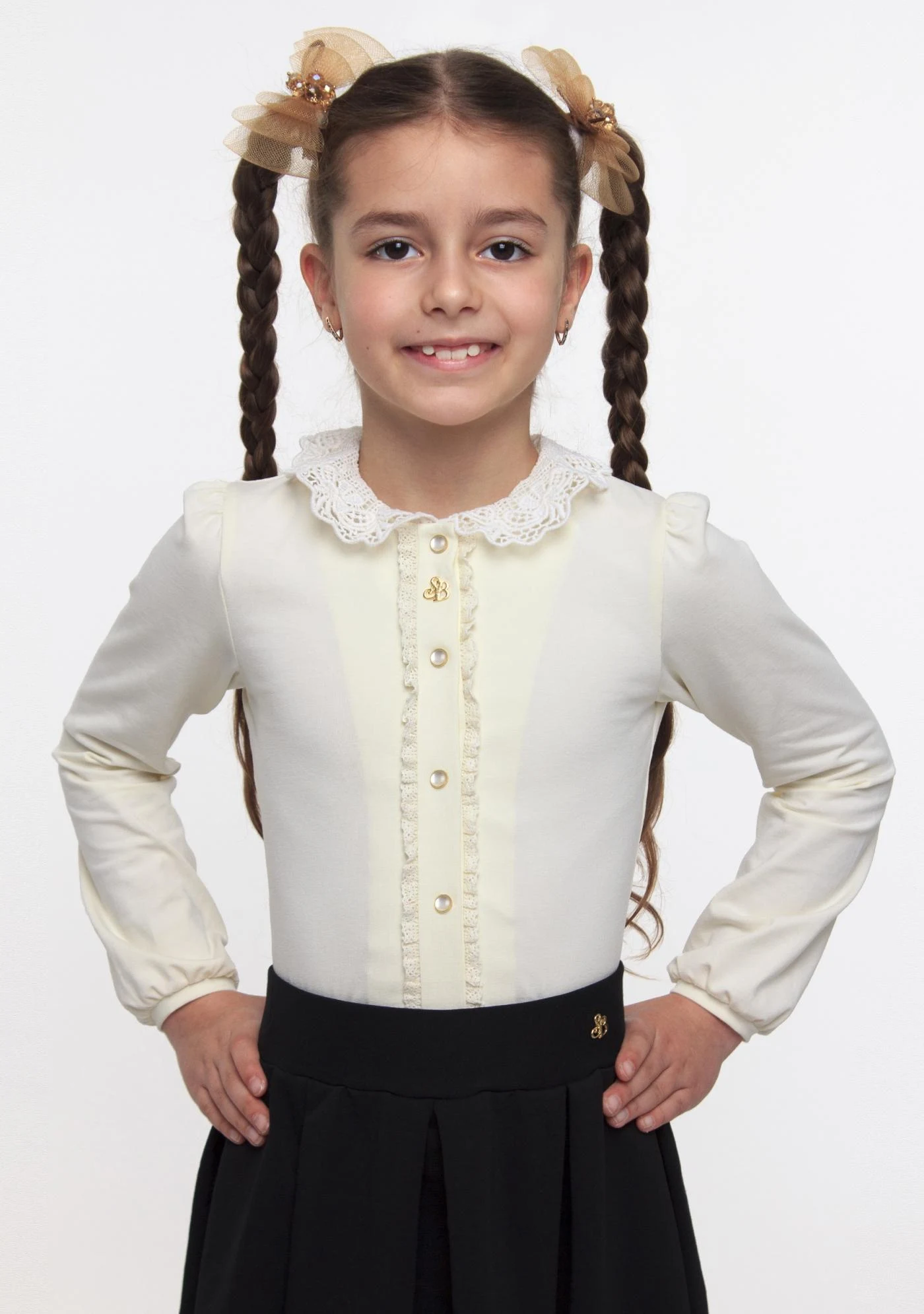 Girls' jersey blouse 114516, cream